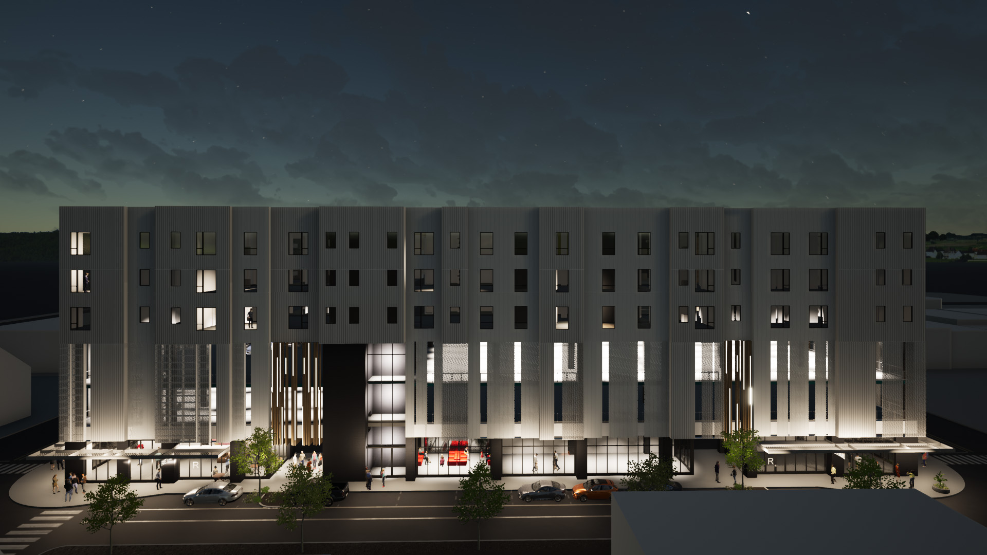 Alto Station exterior rendering at night